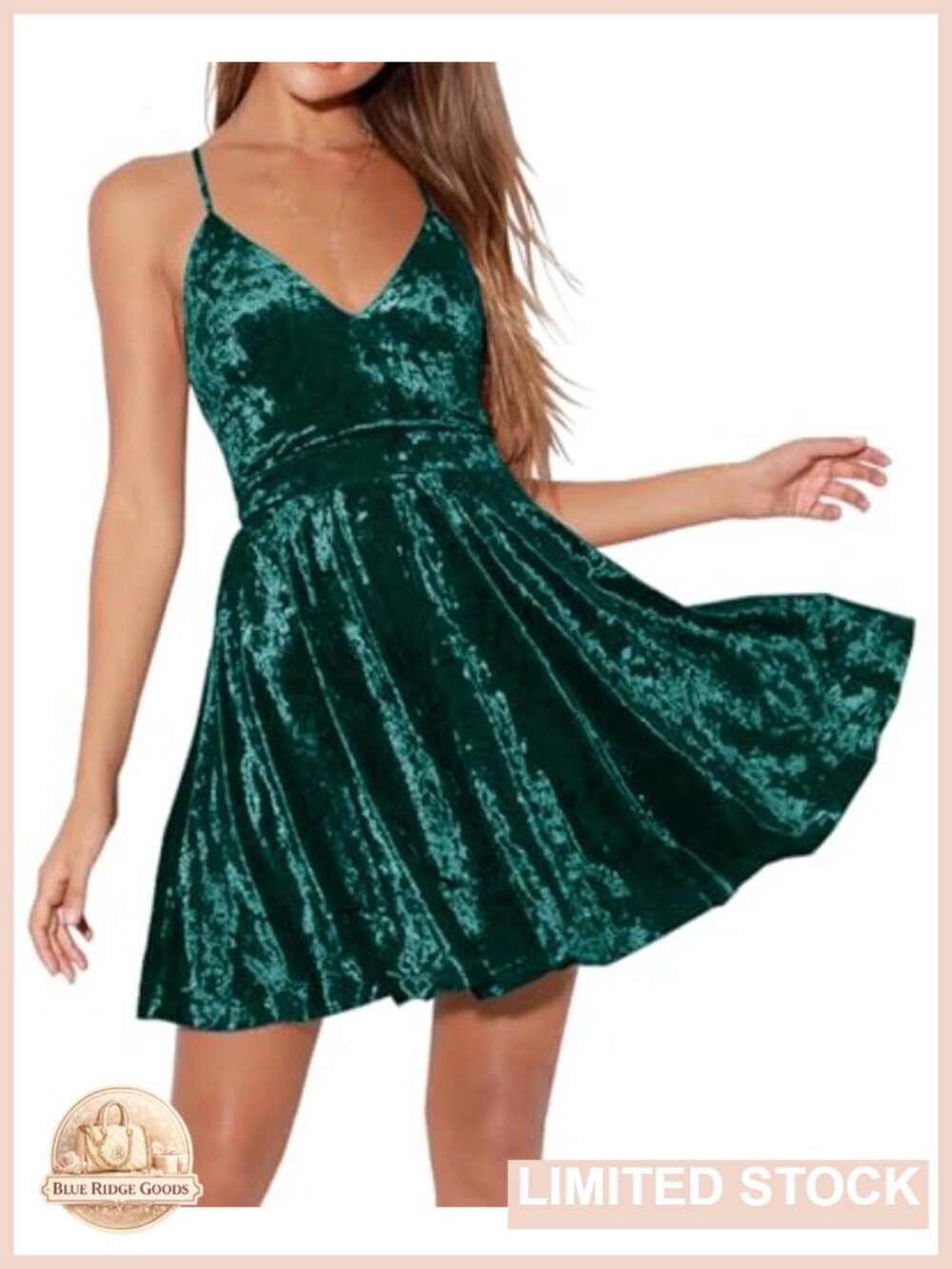 Crushed Velvet Mini Skater Dress V-Neck Sleeveless Party Club